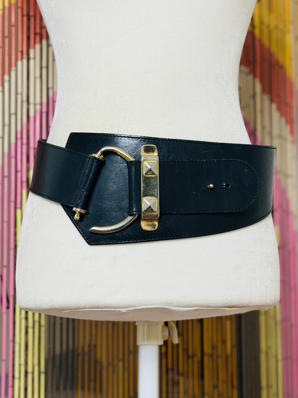 Vintage 90s Y2K Italian Leather Wide Statement Belt
